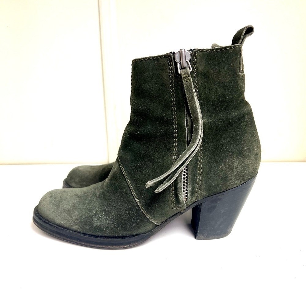 Acne Studios Pistol Suede Ecru Boot 37 Leather Women 7M Fringe Ankle Booties
